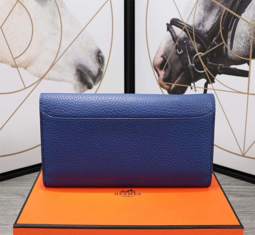 HM CLUTCH CONSTANCE 20.5 COBALT CALFSKIN SILVER HARDWARE