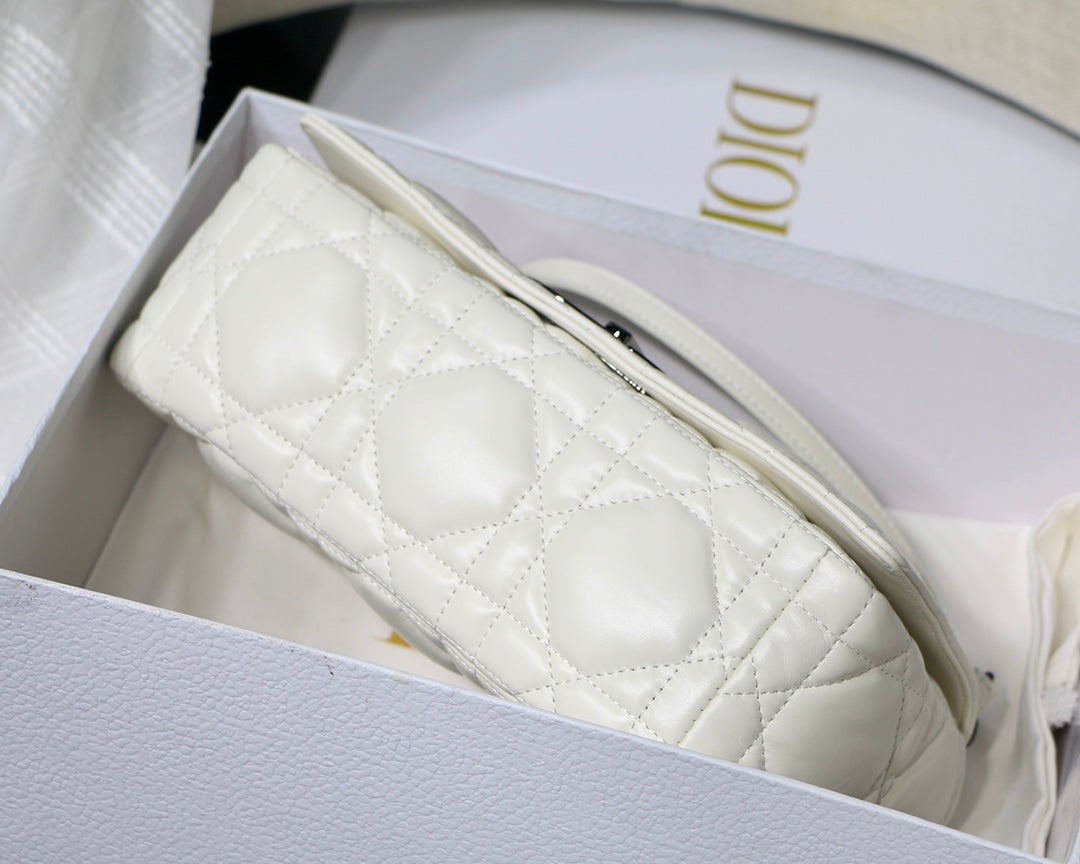 medium caro 25.5 white calfskin black hardware