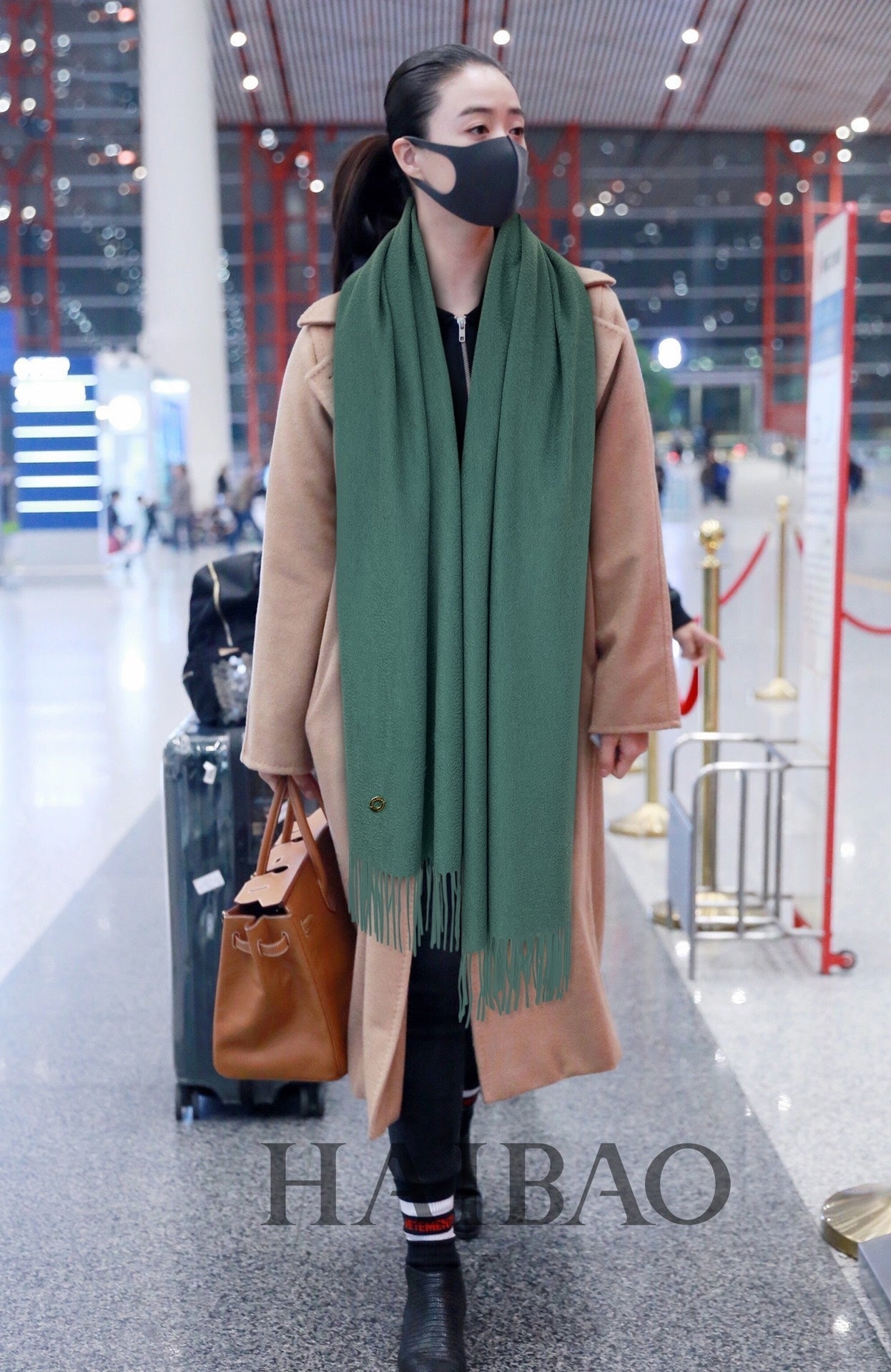 LP Grande Unita Scarf 200 CM In Dark Jade Green Cashmere 645522