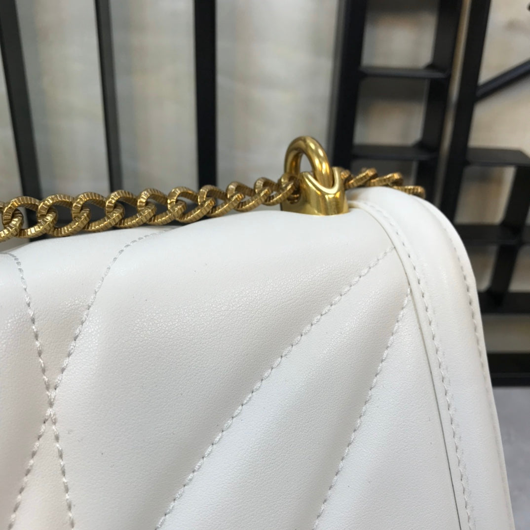 large devotion 26 shouder bag white cafskin