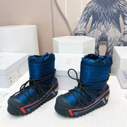 CD Snow Ankle Boots Dark Blue Cowhide Nylon Fabric 539660