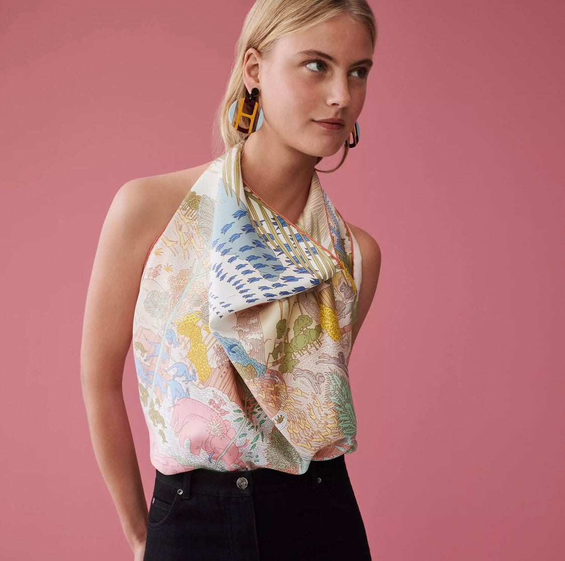 Le Carnaval Des Animaux Scarf 90 CM In Colorful Silk Twill 288863