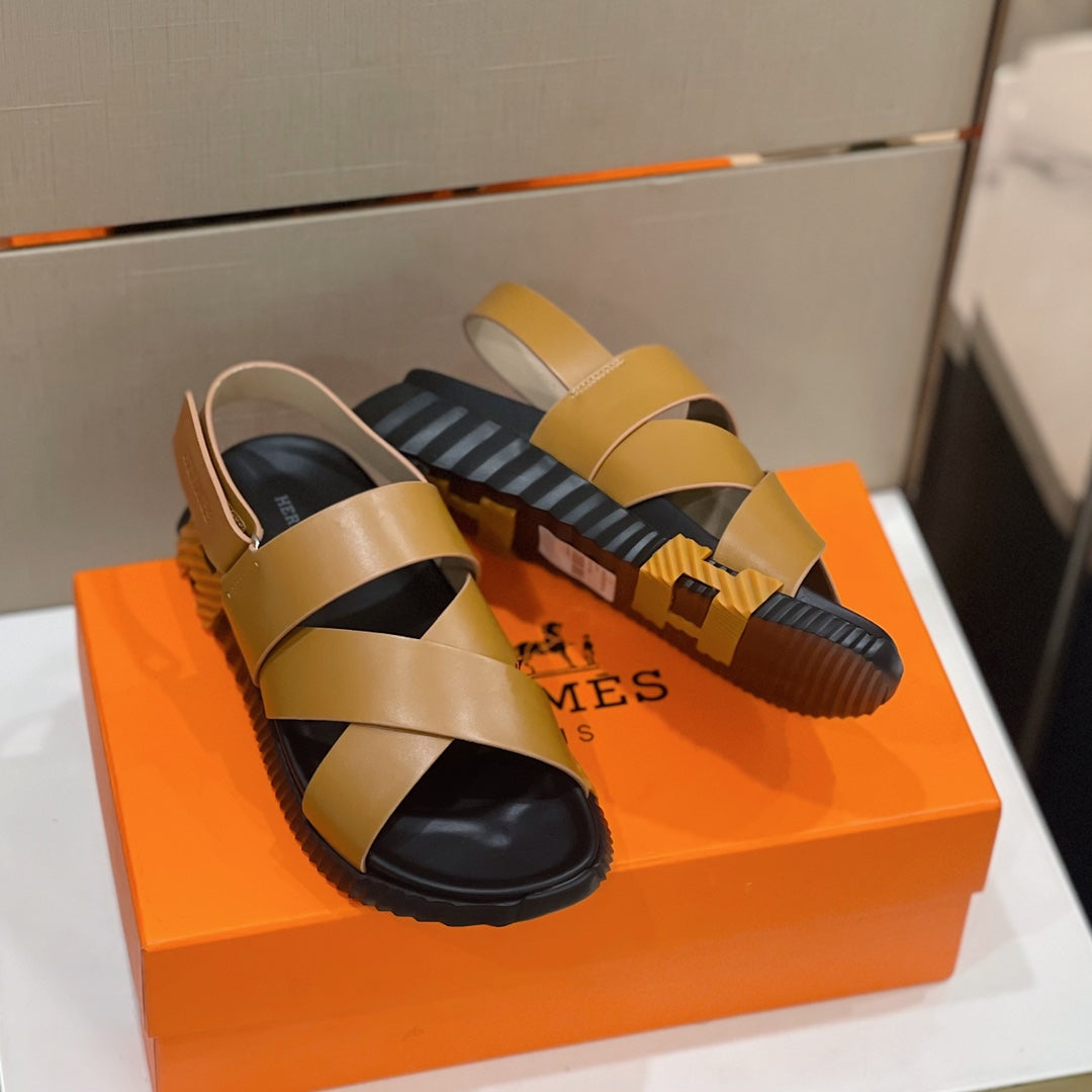 HM ELECTRIC SANDAL TAWNY CALFSKIN