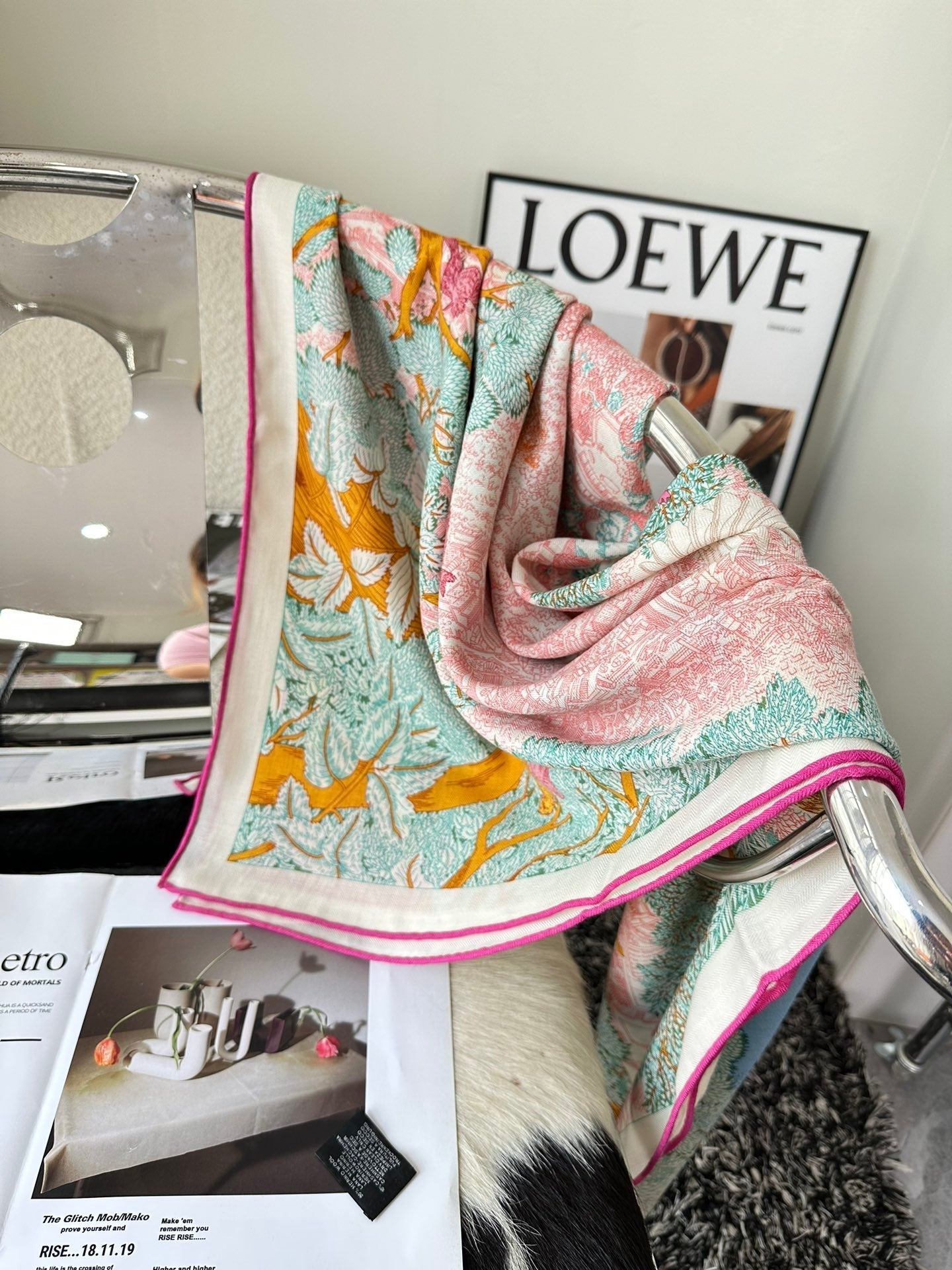 Retourala Nature Hermes Scarf 140 CM Turquoise Colorful Silk