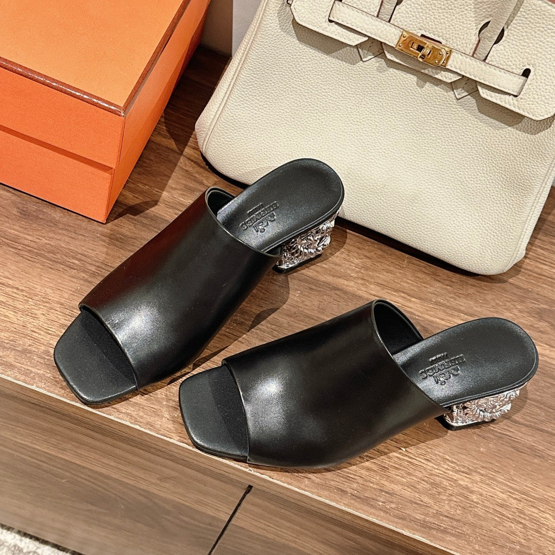 GLAM MULE 60 BLACK LAMBSKIN