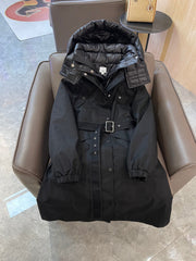 Burberry 25 Trench Coat Two-piece Set Black Cotton Down Nylon