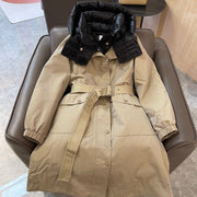 Burberry 25 Trench Coat Two-piece Set Beige Black Cotton Down Nylon