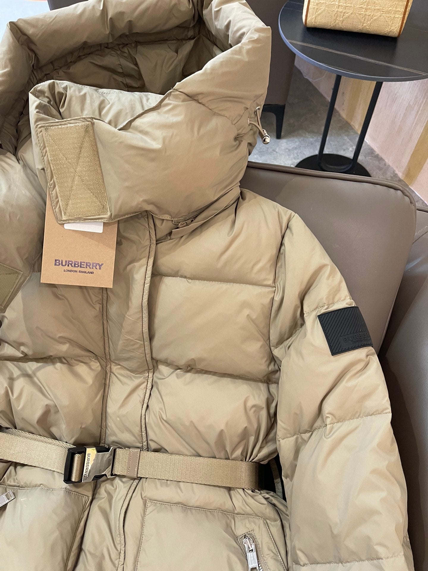 Burberry 25 Long Coat Beige Down Nylon