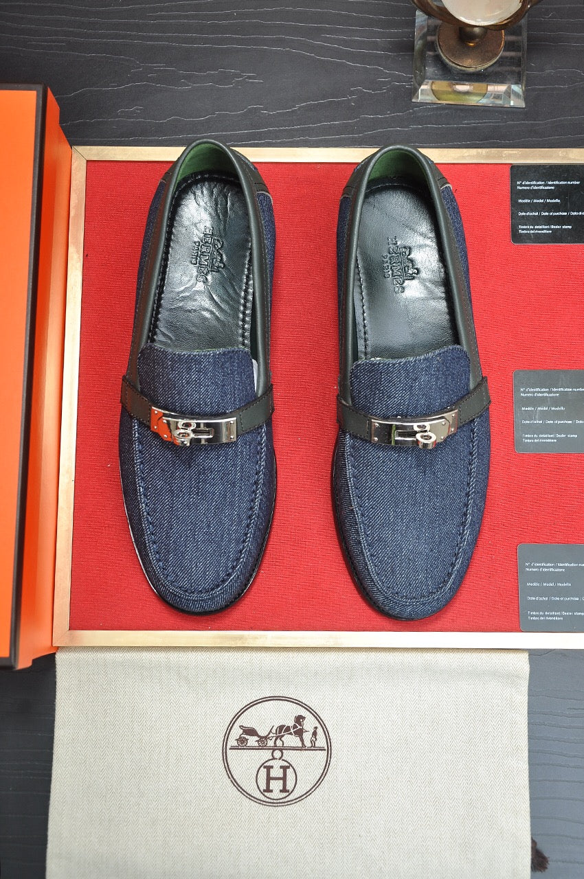 HM Men's Destin Loafer Blue Denim Cowhide 668422