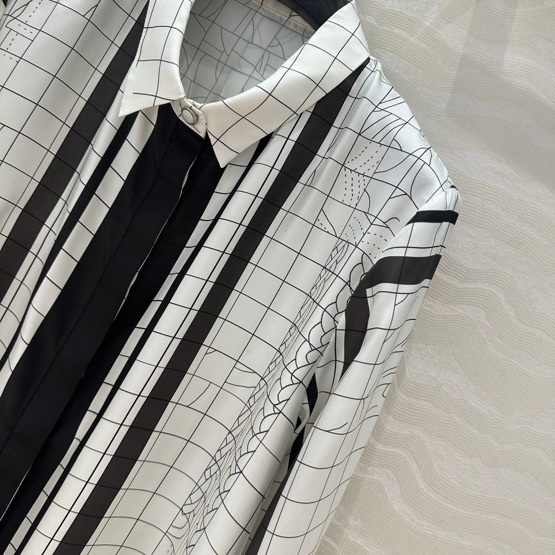Hm 25 Coaching Deja Vu Shirt White Black Silk