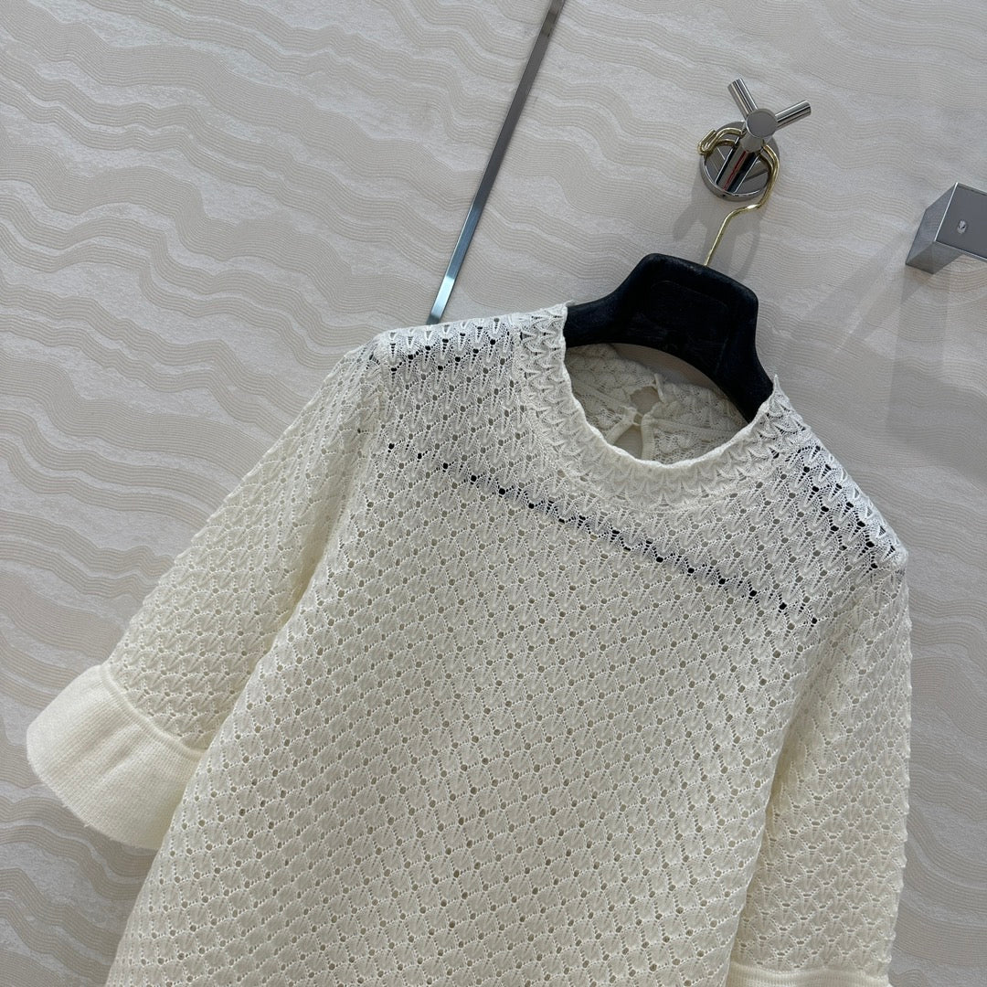 Celine 25 Hollow T-shirt White Wool