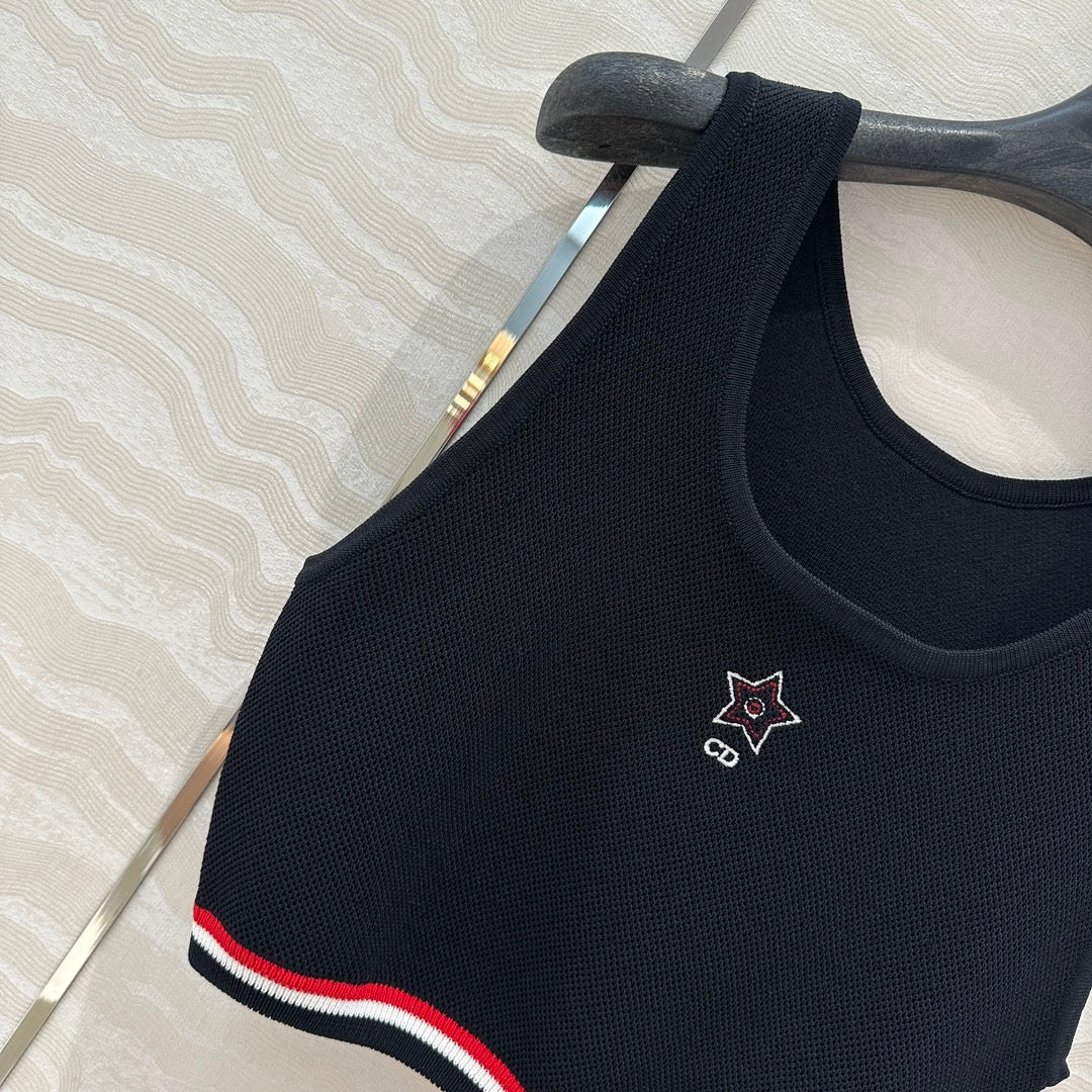 CD Sport Knitted Top Vest Black Linen Silk
