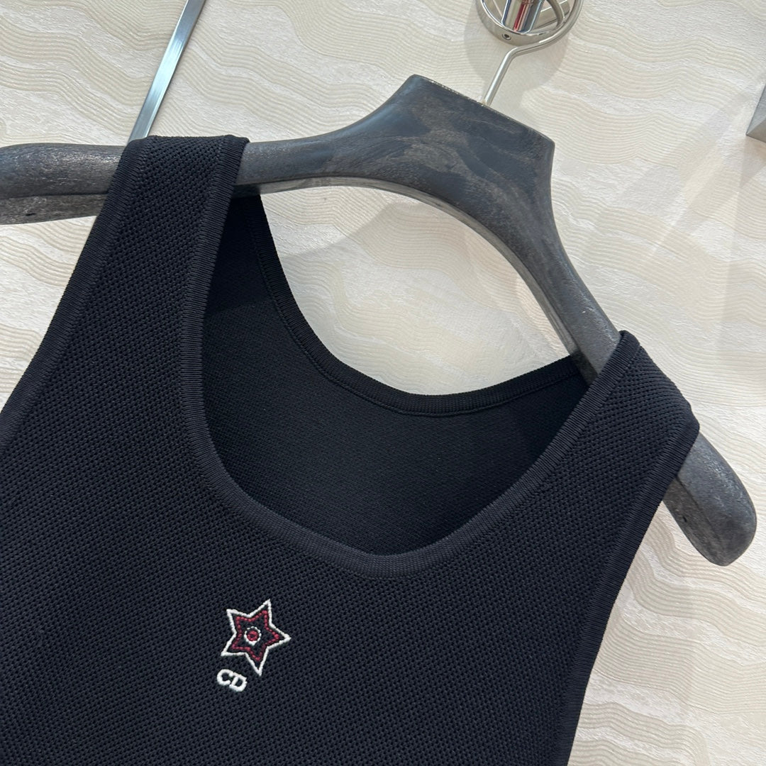 CD Sport Knitted Top Vest Black Linen Silk