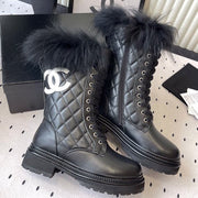 CC 25 Boot Black White Cowhide Fur 514093