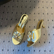 CC 26s High-Heeled Slides 60 Metallic Gold Cowhide 627182