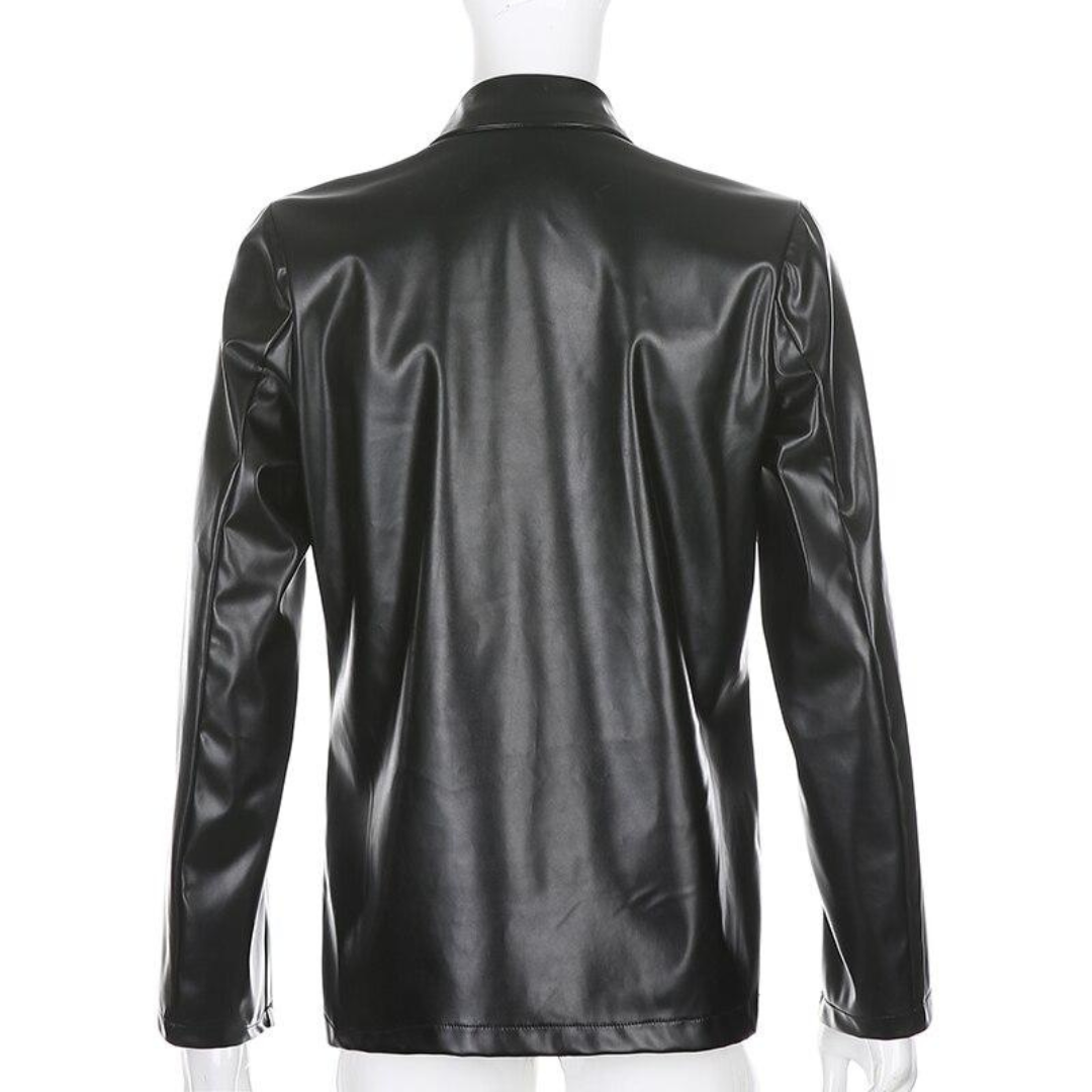 Lianna | Blazer En Cuir PU Pour Femmes | Noir