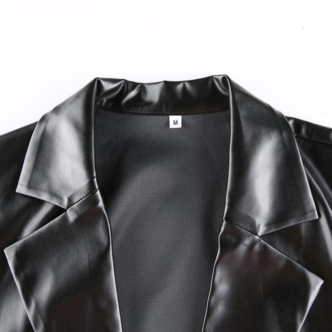 Lianna | Blazer En Cuir PU Pour Femmes | Noir