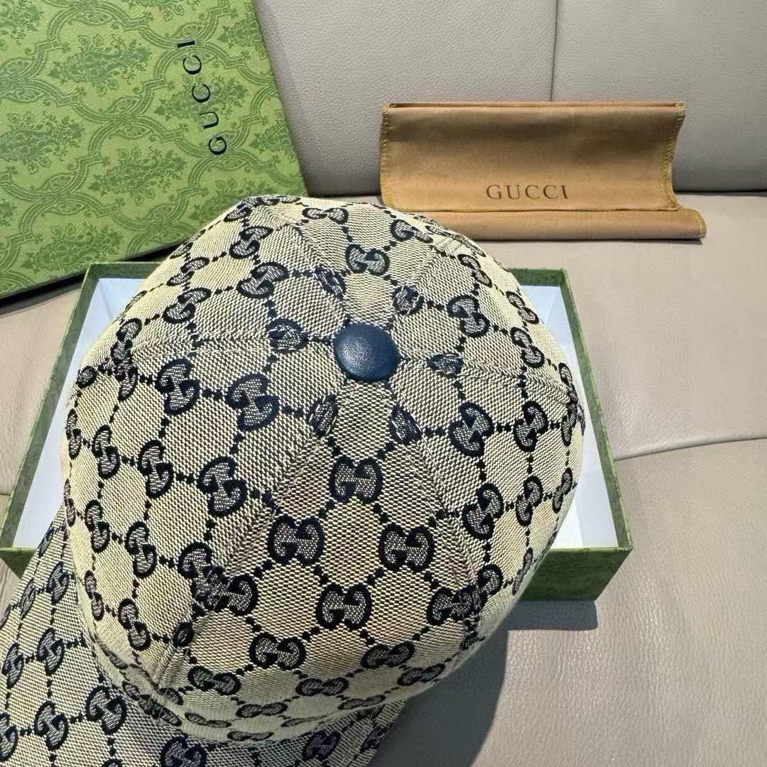 Gucci Monogram Hat Beige mix Dark Blue Canvas