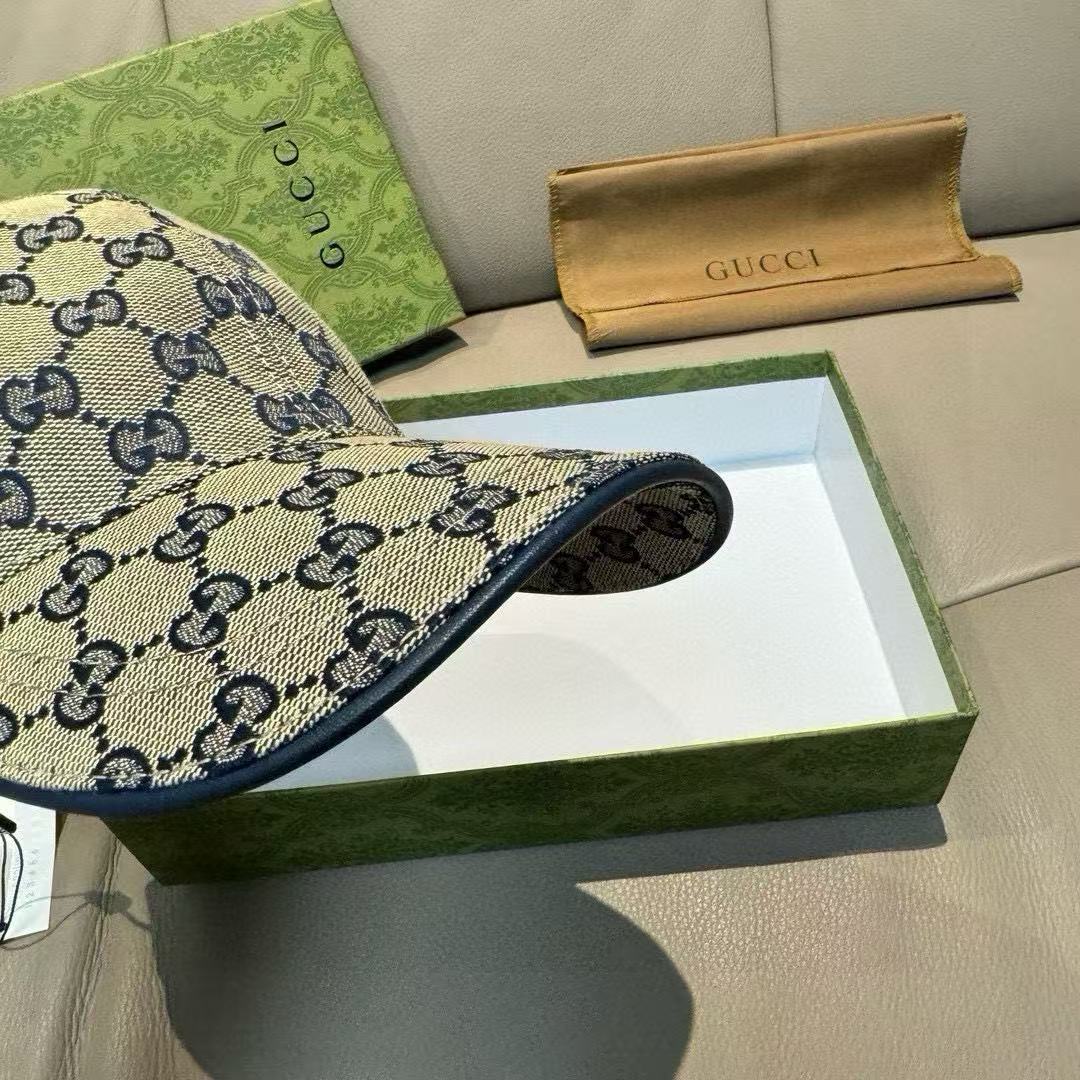 Gucci Monogram Hat Beige mix Dark Blue Canvas