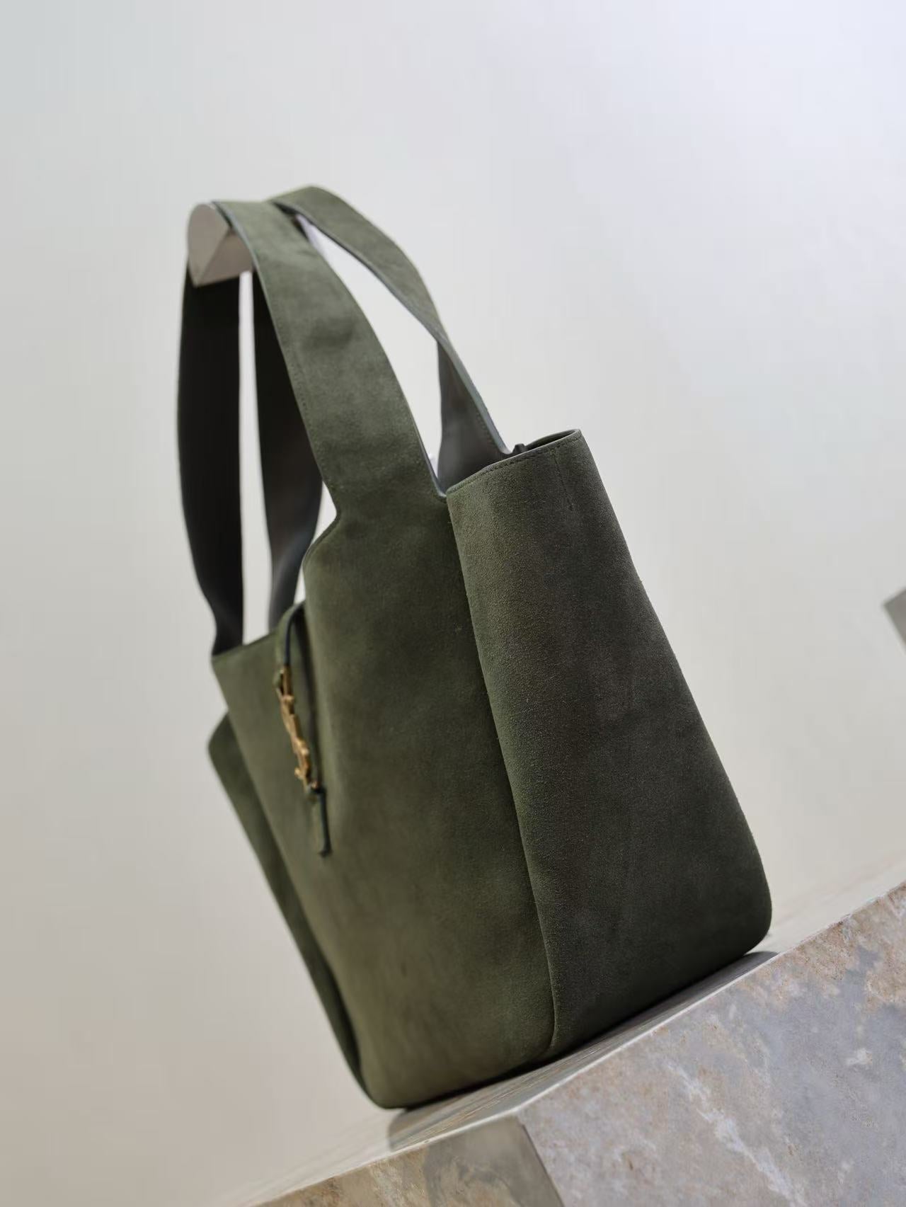 YSL 50 Bag Gold Hardware Green Suede