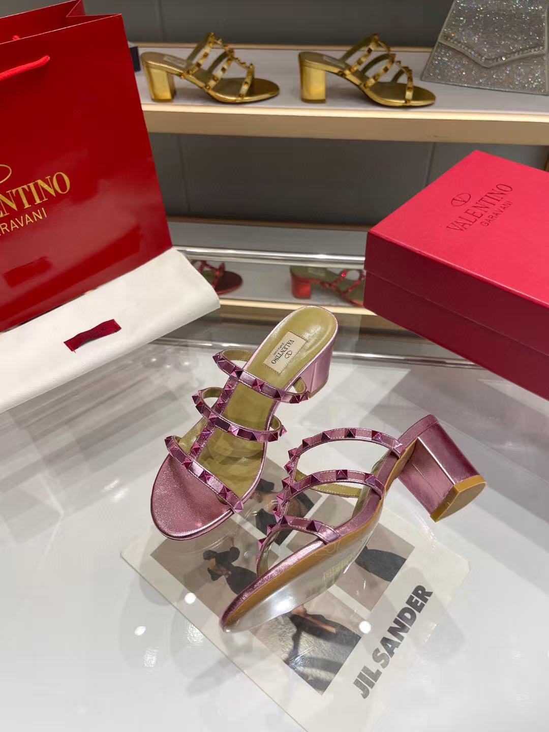 Valentino Garavani 60mm Rockstud Sandals Calfskin
