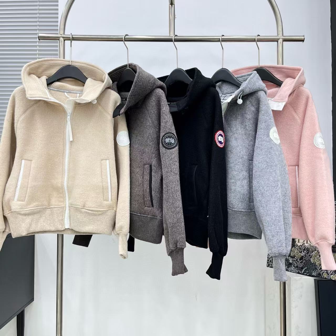 Canada Goose High-Neck Hooded Zipper Coat Wool