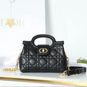Dior 2025 Jolie Top Handle Bag Black Cannage Lambskin