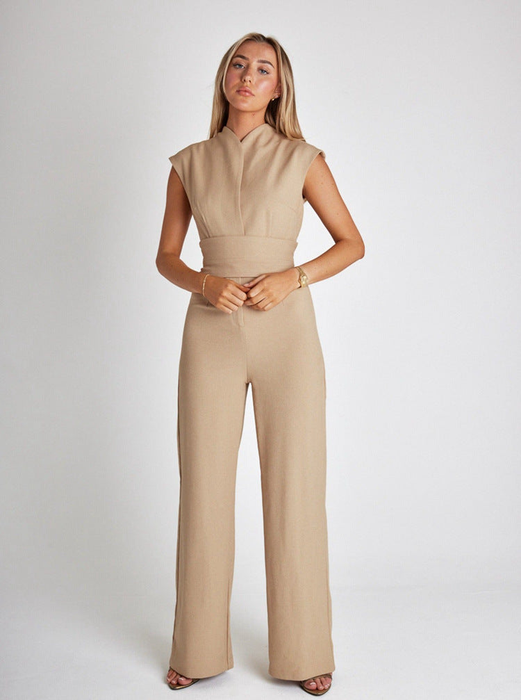 Seline | Combi-Pantalon Sans Manches à Ceinture et Pantalon Large pour Femme