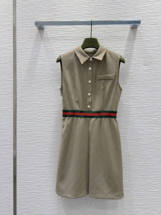 Gucci 25 Embossed Vest Skirt Polyester Fiber