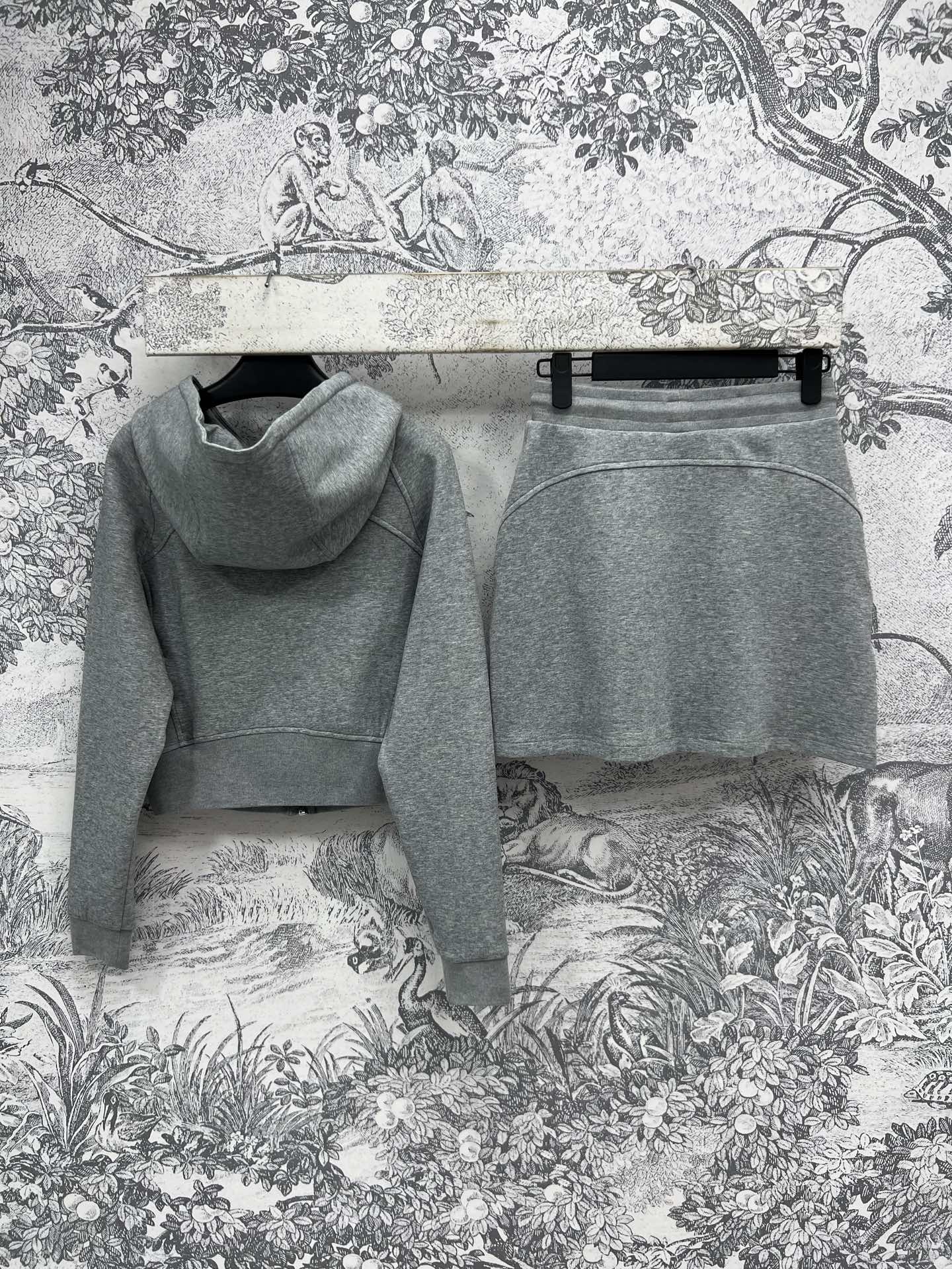 Prada 25 Hooded Jacket and Skirt set Black and Gray Cotton