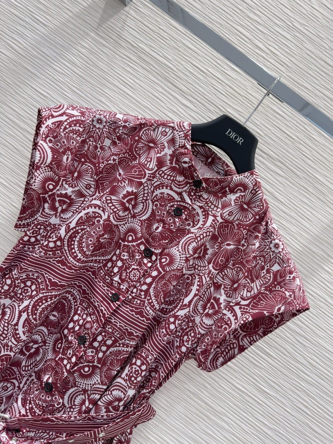 CD 2025 Floral Dress Red Cotton