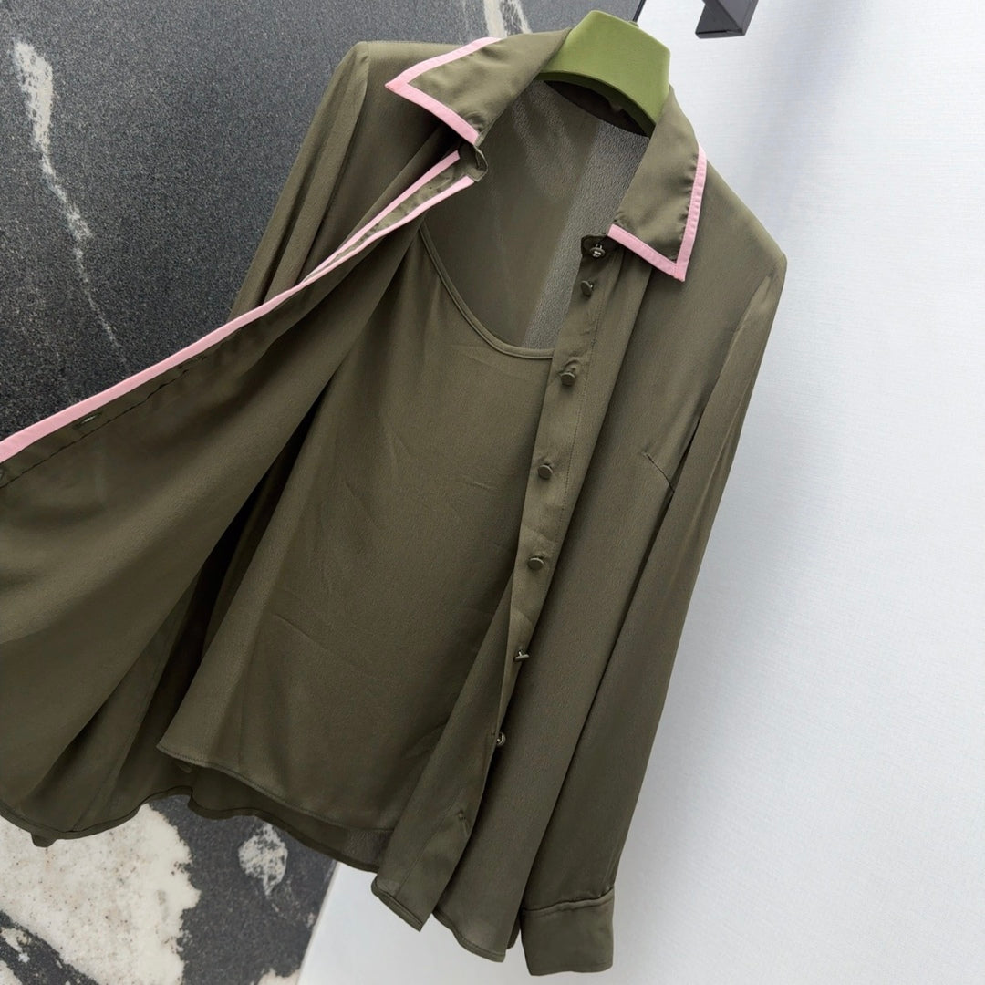 Gucci 25 Shirt Khaki Green Viscose
