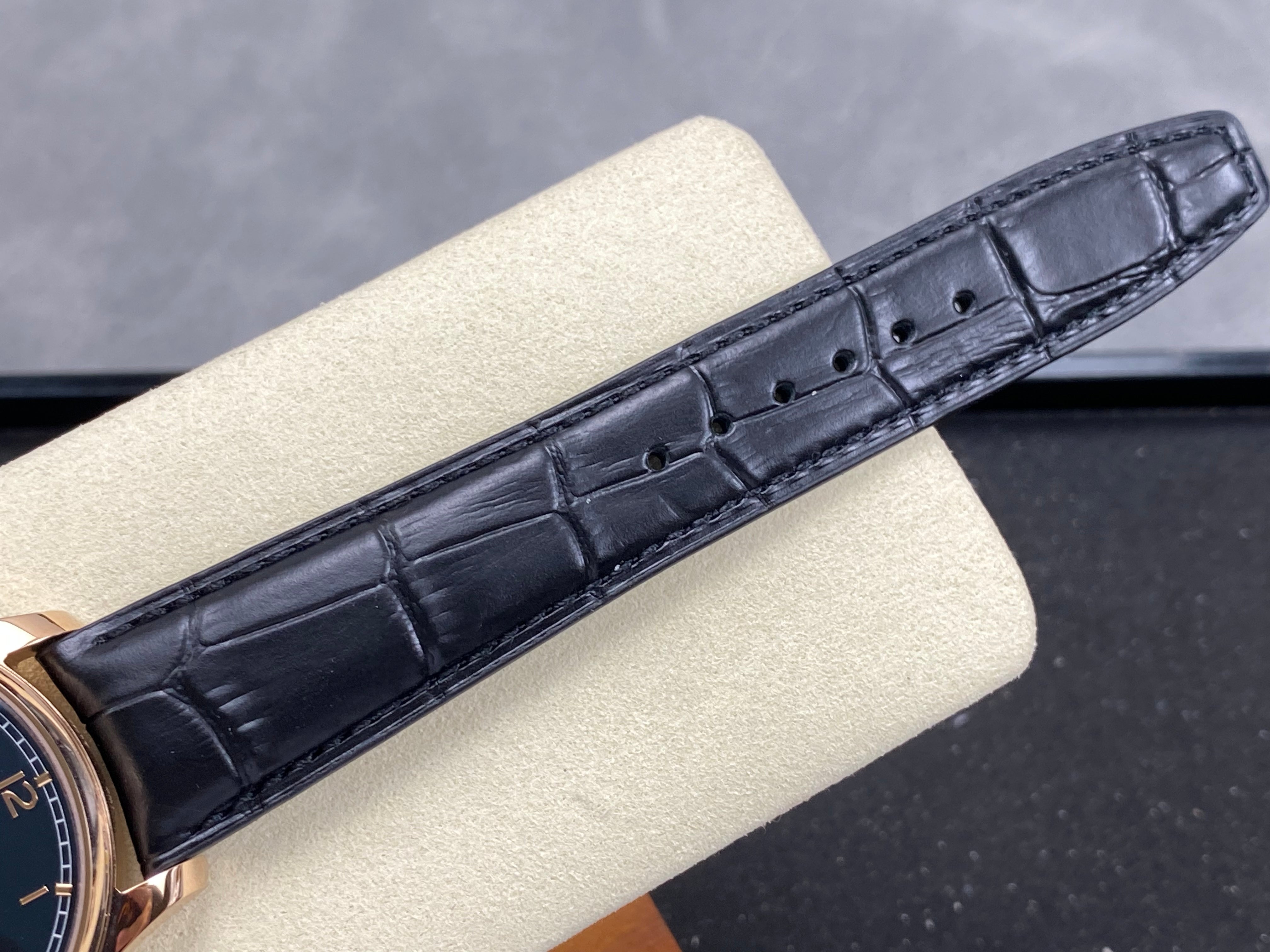 IWC Portuguese 42mm Black Dial Pink Gold Case Leather