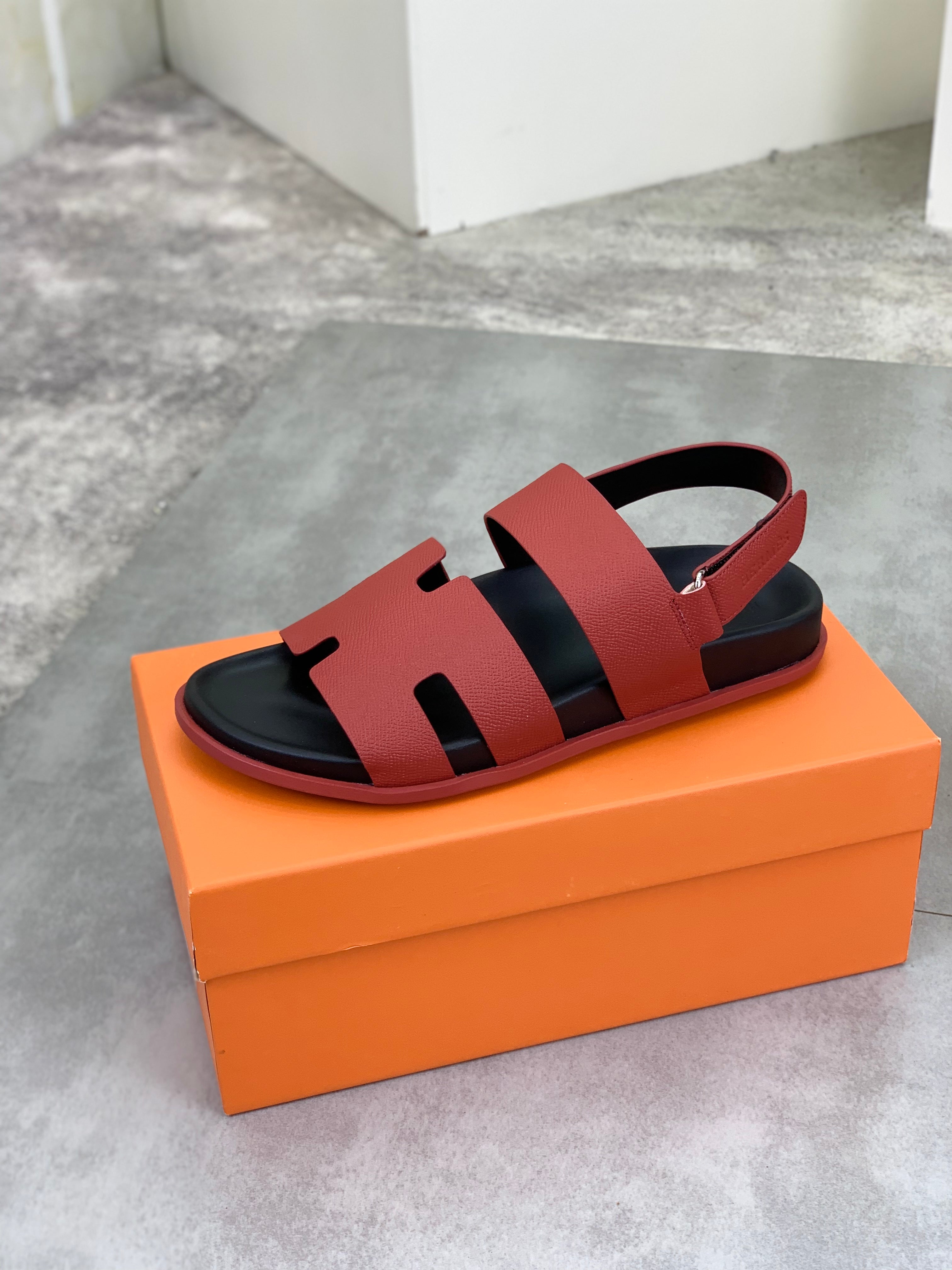 HM Men's Chypre Sandals Red Calfskin 645501