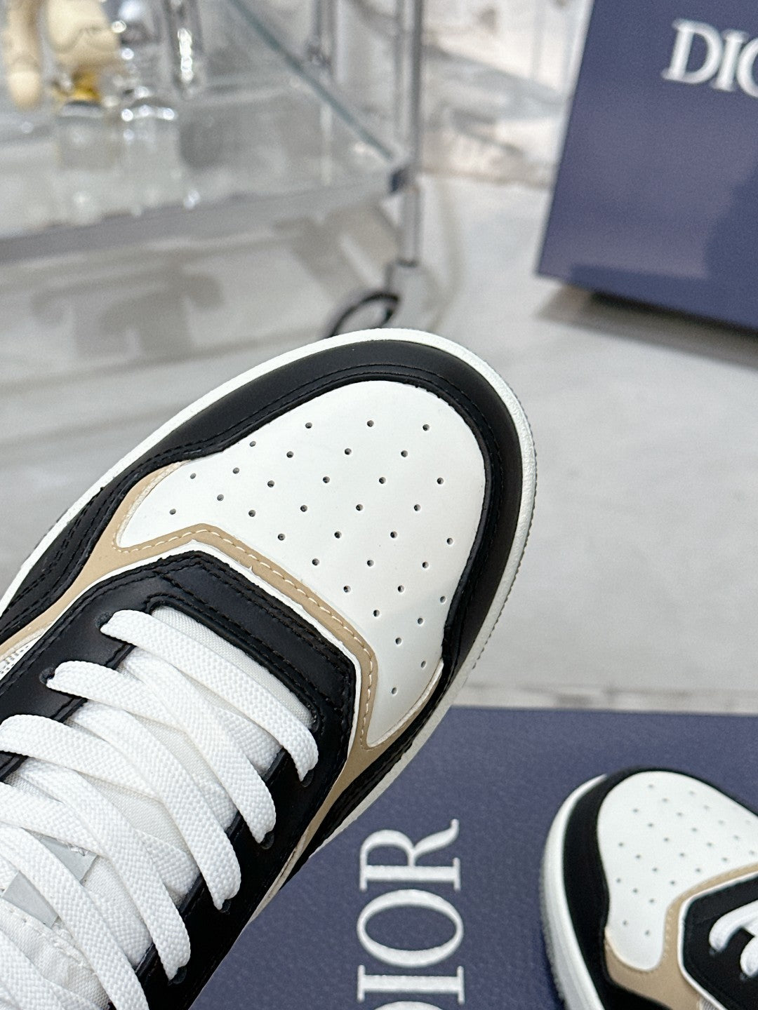 CD B27 Low-Top Sneaker 30mm In Black White Monogram Calfskin 100809