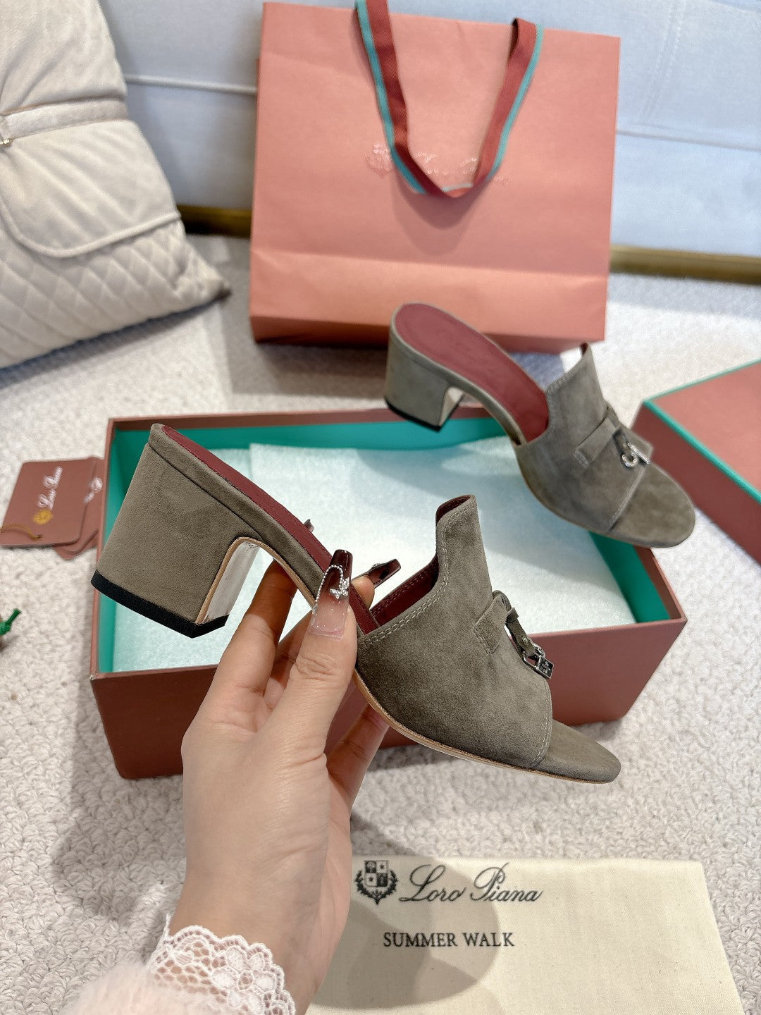 LP 25C Summer Charms Mules 55MM Army green Suede 215022