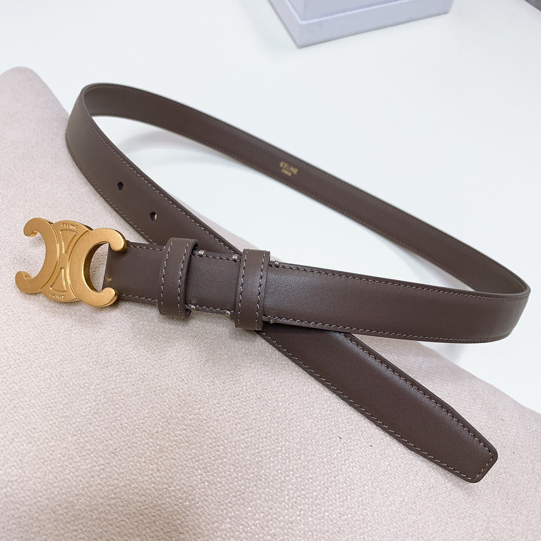 CEL 25mm Triomphe Belt Brown Chocolate Taurillon Leather 176673