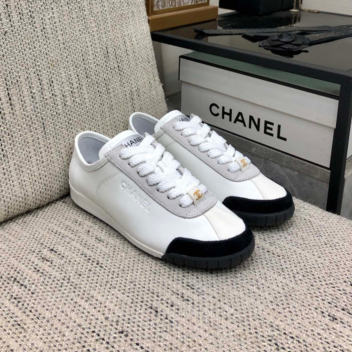 CC Sneake Black Mix White Grey Cowhide And Velvet