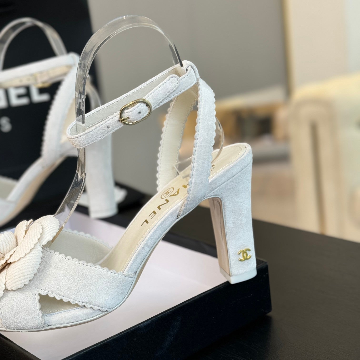CC Sandals 80mm White Suede