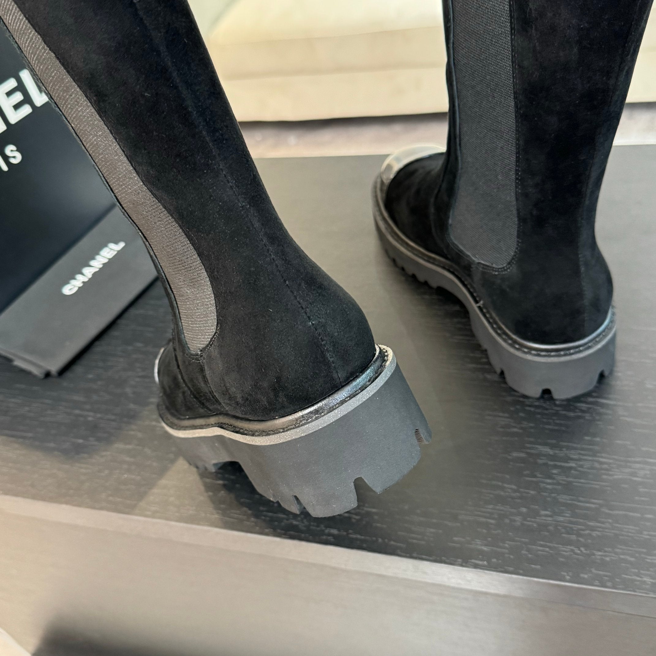 CC Chelsea High Boots Black Suede And Cowhide