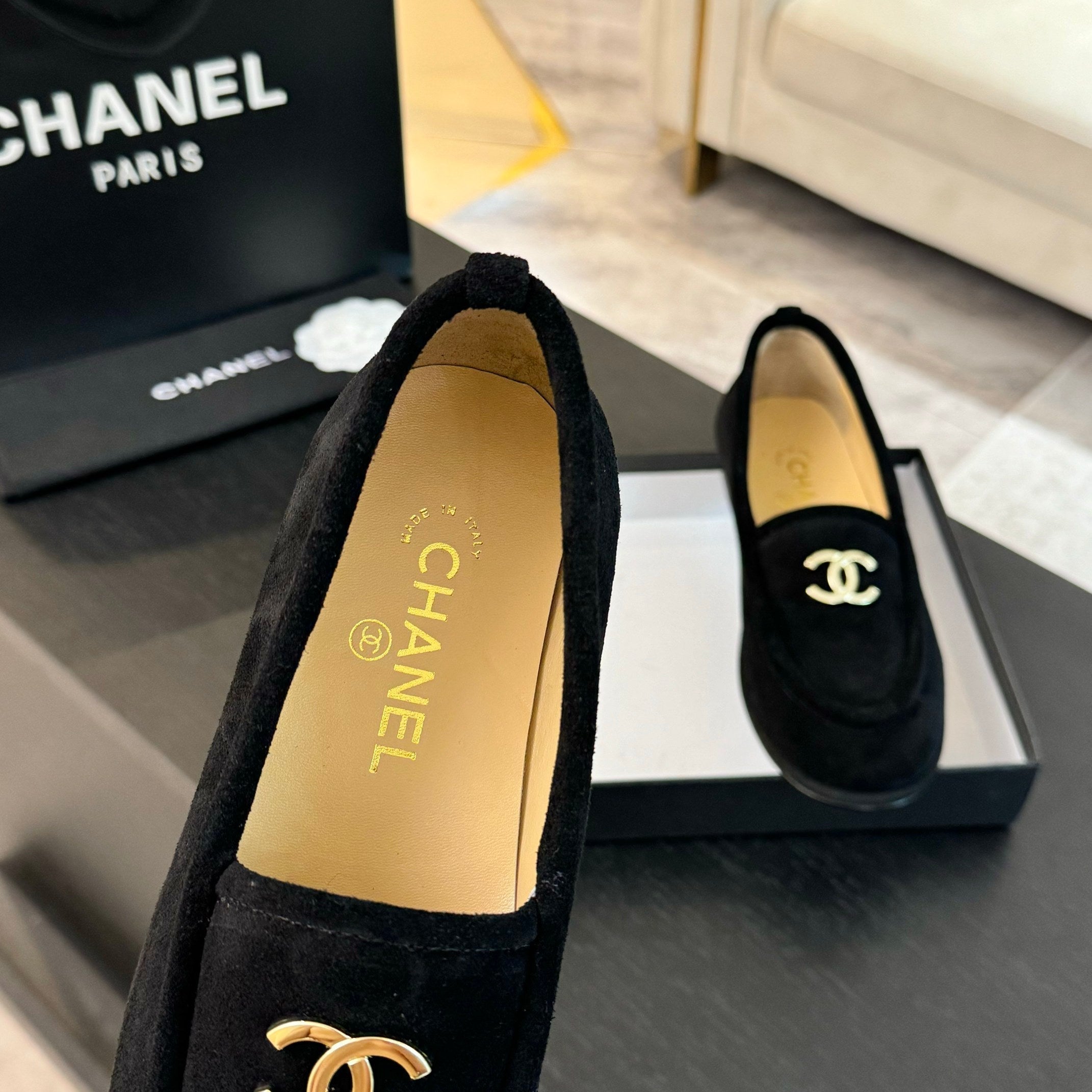 CC Moccasins Black Suede