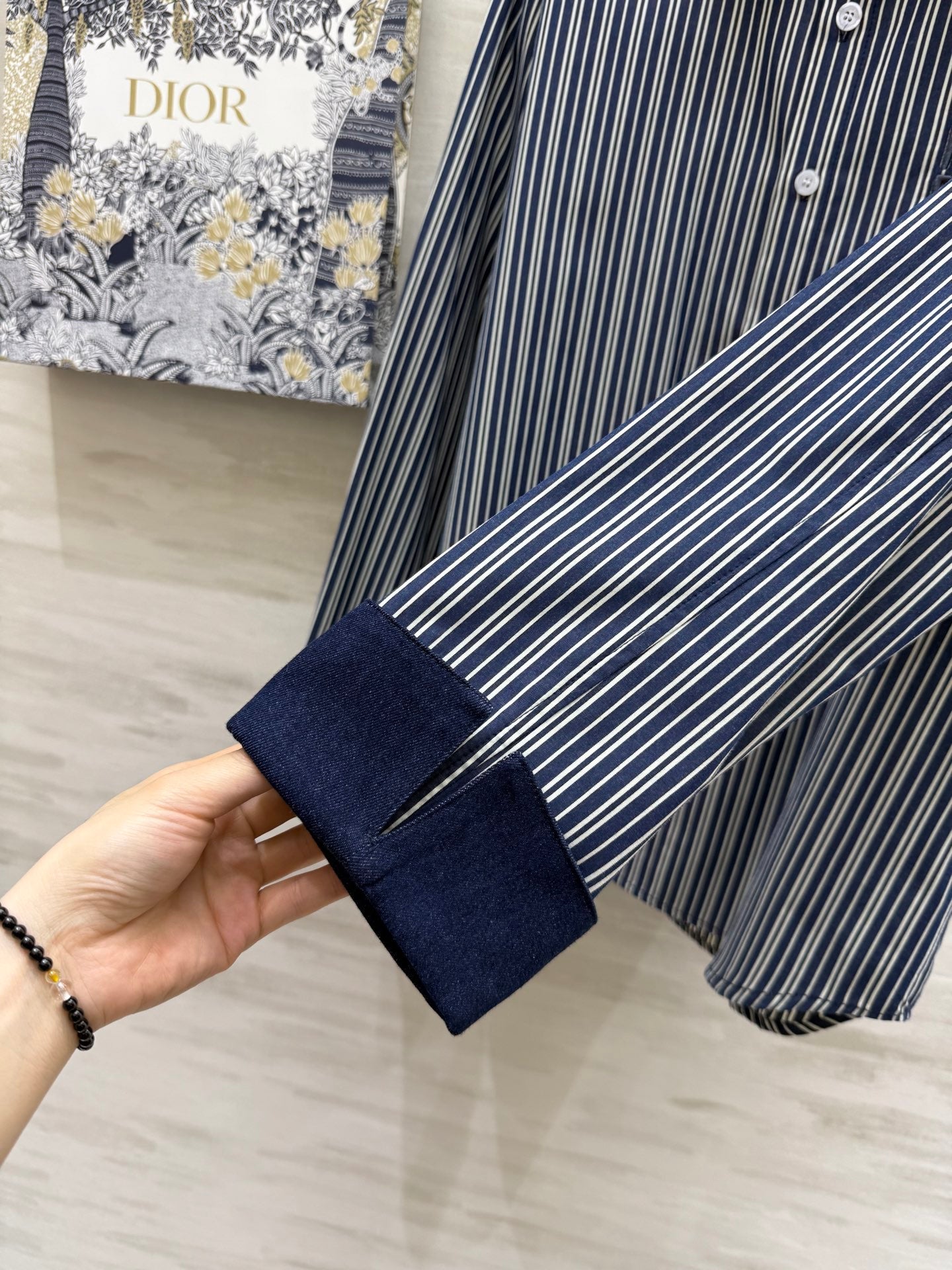 CD 25 Striped Shirt Navy Blue Cotton