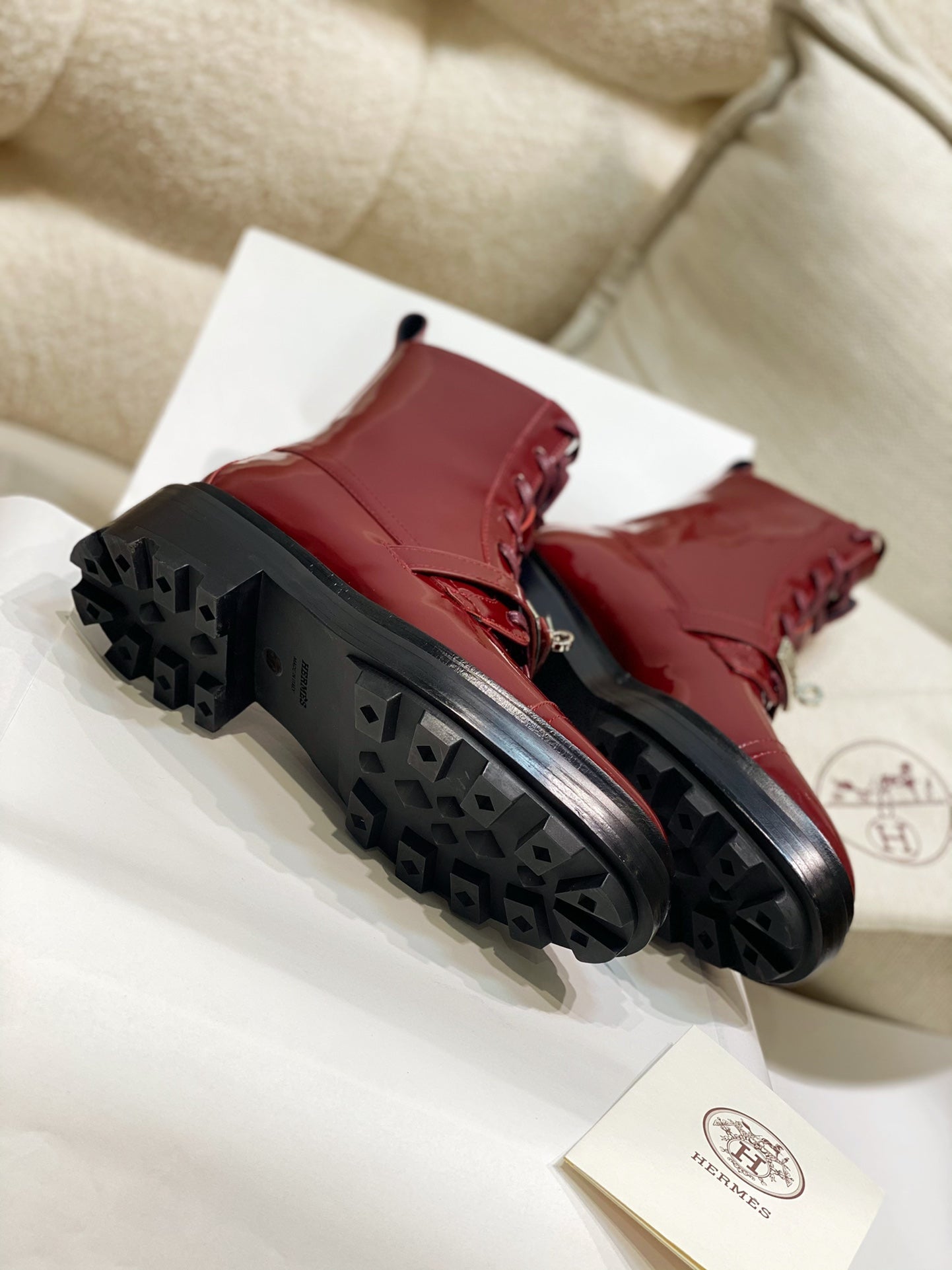 HM Funk Ankle Boot Red Shiny Cowhide 348024