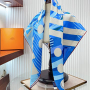 Le Reve De Julia Scarf 90 CM In Blue Colorful Silk Twill 198578