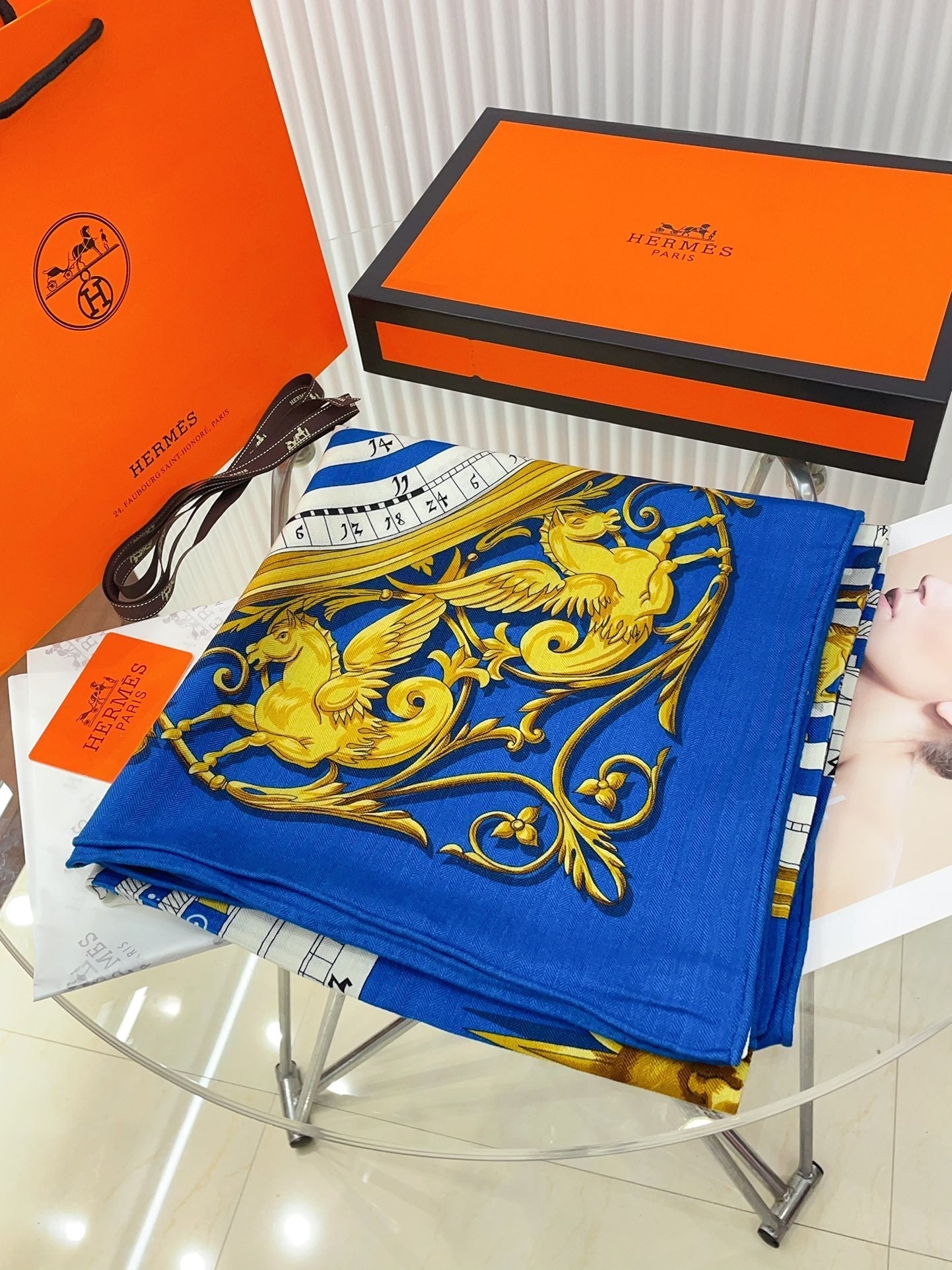 Astrologie Forever Scarf 135 CM In Blue Colorful Cashmere And Silk 223626