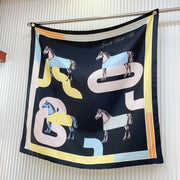 Garde-Robe Pop Detail Scarf 90 CM In Black Colorful Silk Twill 337136
