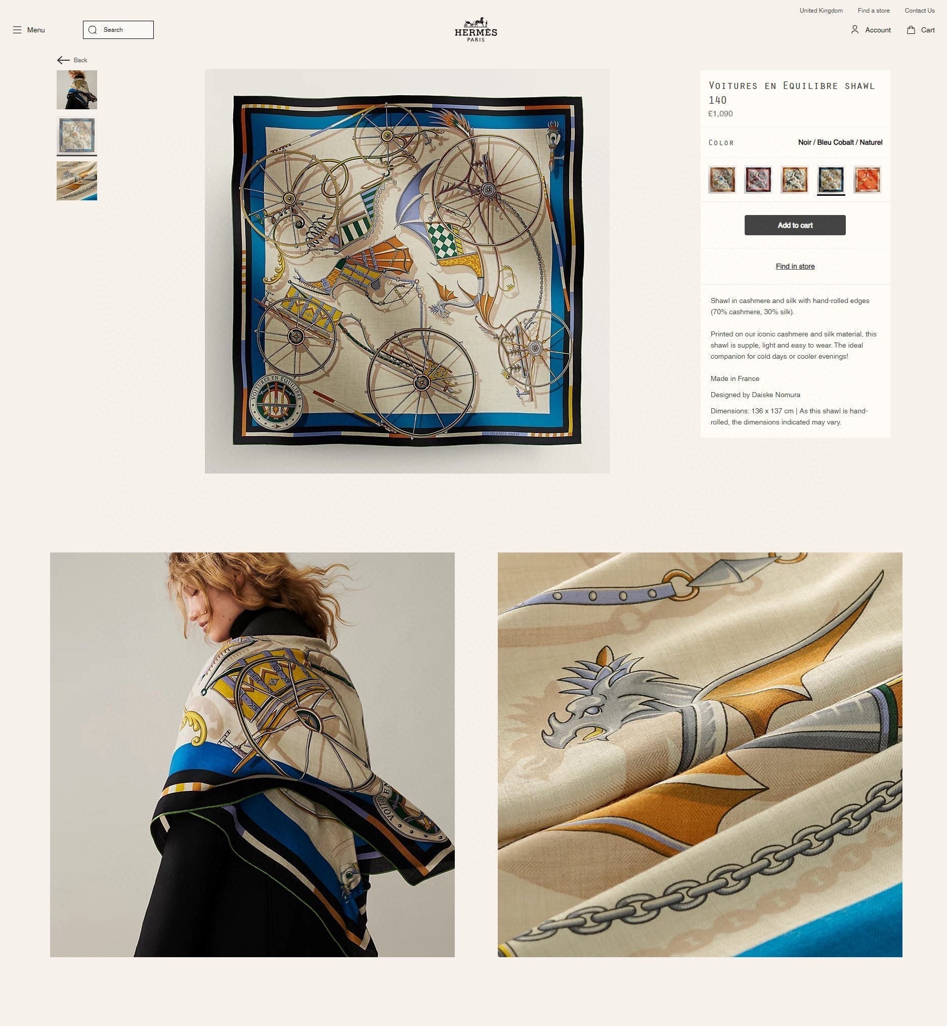 Voitures En Equilibre Scarf 140 CM In Colorful Cashmere And Silk 286416