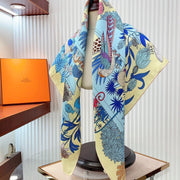Precious Paradise Scarf 90 CM In Light Blue Colorful Silk Twill 294487