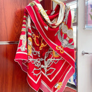 Brides Et Destin Scarf 140 CM In Red Colorful Cashmere Silk 375372