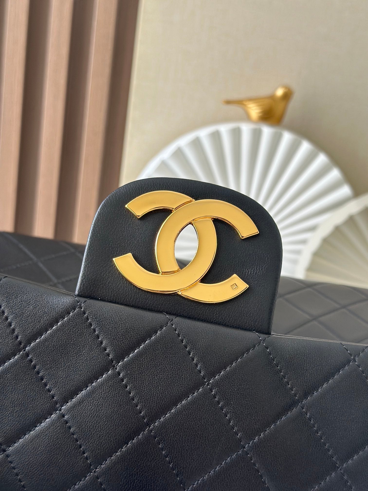 CC 2025 Backpack 30cm Black Gold Backpack Sheepskin 298105
